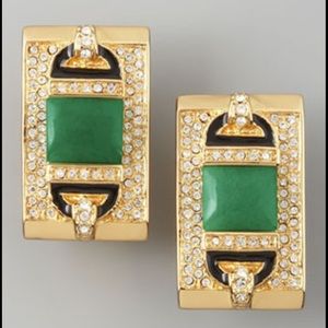 Rachel Zoe Green Quartz Clip on Earrings